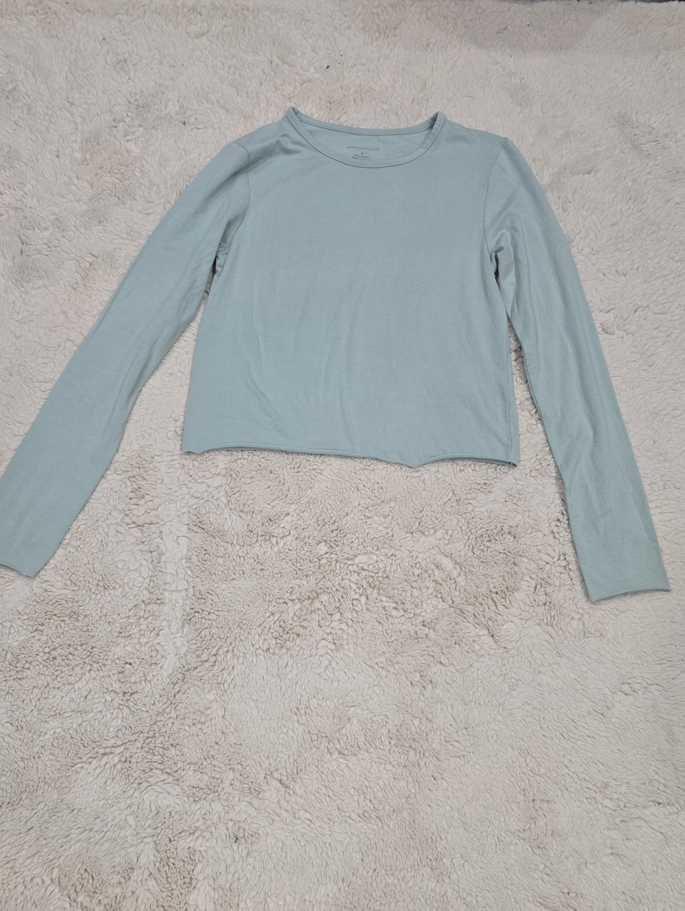 Anthropologie Light Sage Long Sleeve Cropped Tee